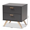 Baxton Studio Kelson Modern and Contemporary Dark Grey and Gold Finished Wood 2-Drawer Nightstand 189-11578-ZORO